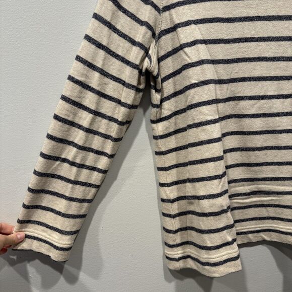 Coldwater Creek Crewneck Sweatshirt 100% Cotton Cream Stripe Women sz XL 16 - Picture 3 of 8